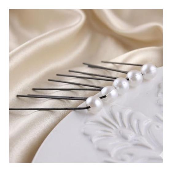 Maruma Pearl U-Pin Hairpins, Set of 10, 8mm Black Pearl Pins for Updos, Formal/Casual Wear, Weddings, Coming-of-Age Ceremonies, Graduations,