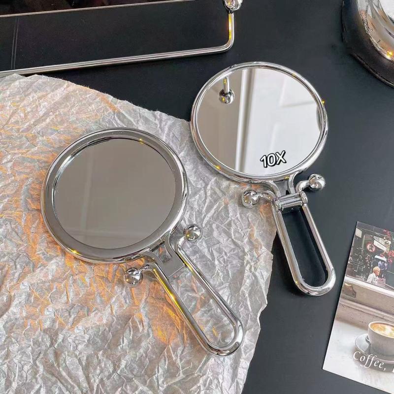 2X/5X/10X Magnification Foldable Mirror Double-Sided Portable Mirror 360° Rotation Handheld Mirror Table Standing Makeup Tool
