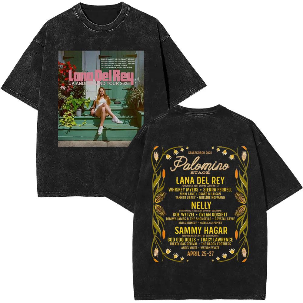 Washed Vintage WashedLana Del Rey  Tour Tshirt Men Women Hip Hop Fashion Pop Music Tshirts Unisex Casual Cotton T Shirts