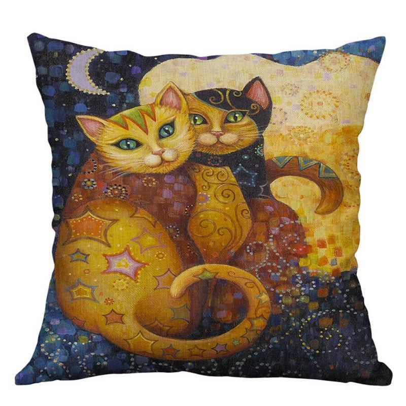 Square 177" Vintage Cats Pillow Case Cover Sofa Waist Cushion Covers Home Decor