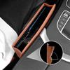 Car Console Side Seat Gap Filler Brown PU Leather Front Seat Organizer Universal