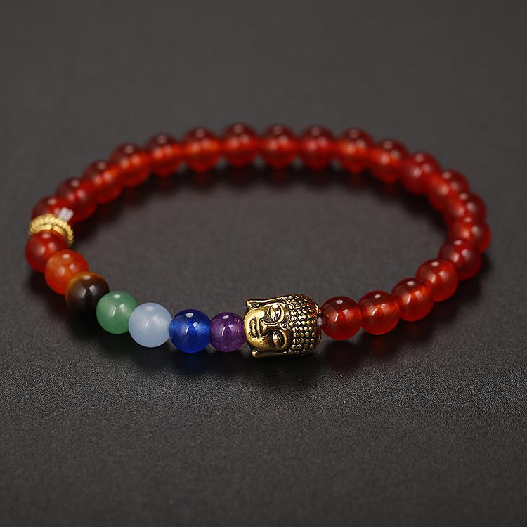 6Mm Natural Stone Green Dongling Agate Buddha Head Bracelet Jade
