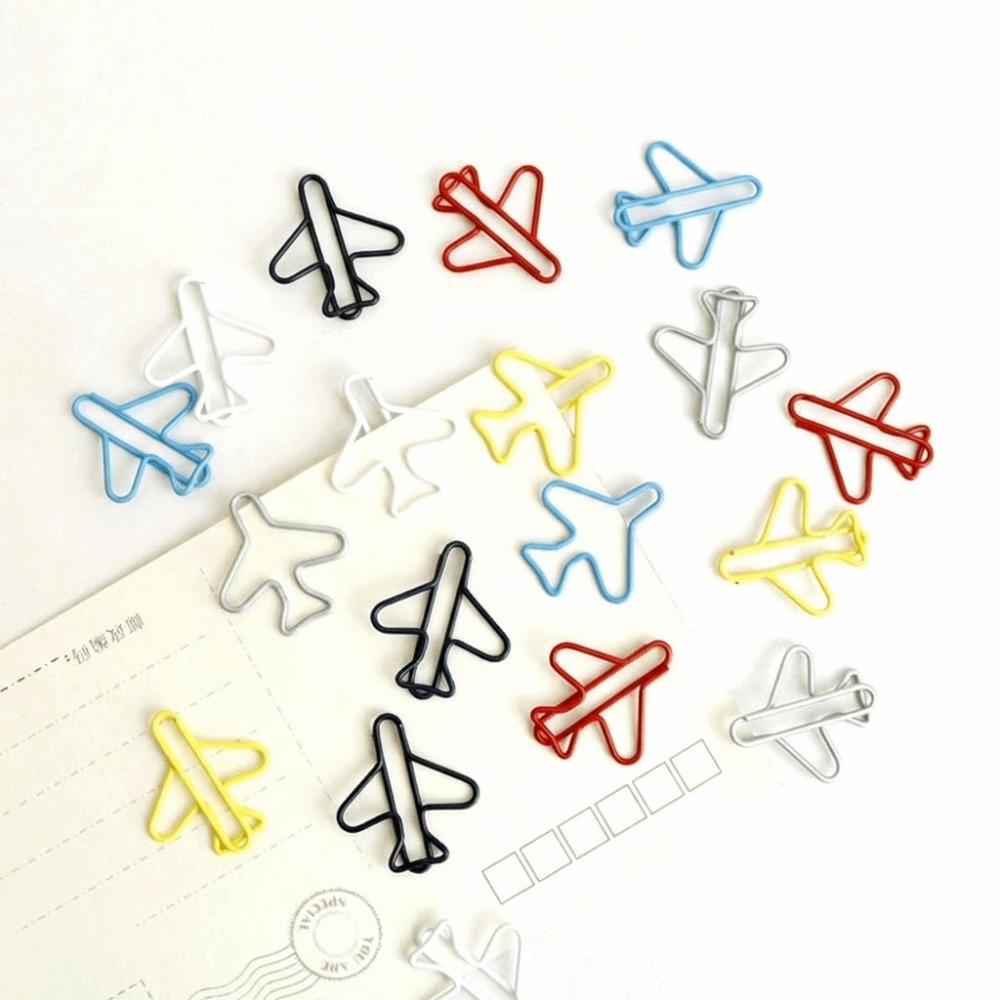 25Pcs/ 50Pcs Airplane Paper Clips Airplane Shape Multi Color Airplane Shape Paper Clips Small Size Plastic-coated Metal