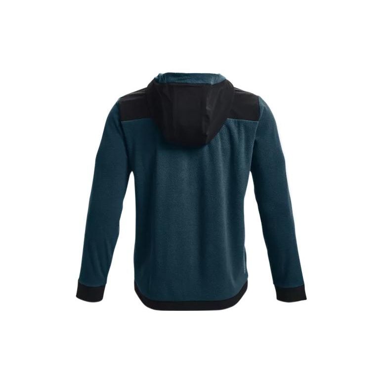 Under Armour Pánská fleecová bunda s kapucí a zapínáním na zip Rush Series Svrchní oblečení Světle šedá Modrá 1366178-413