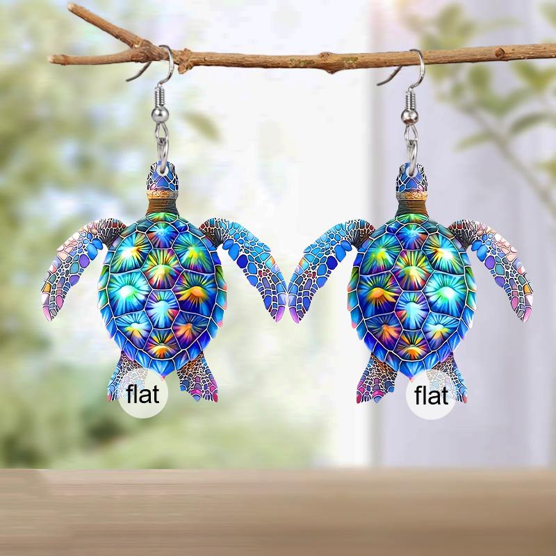 Y2K Colorful Turtle Acrylic Earrings For Women Chic Fashion Earrings Novelty Earrings Summer Vacation Casual Earrings