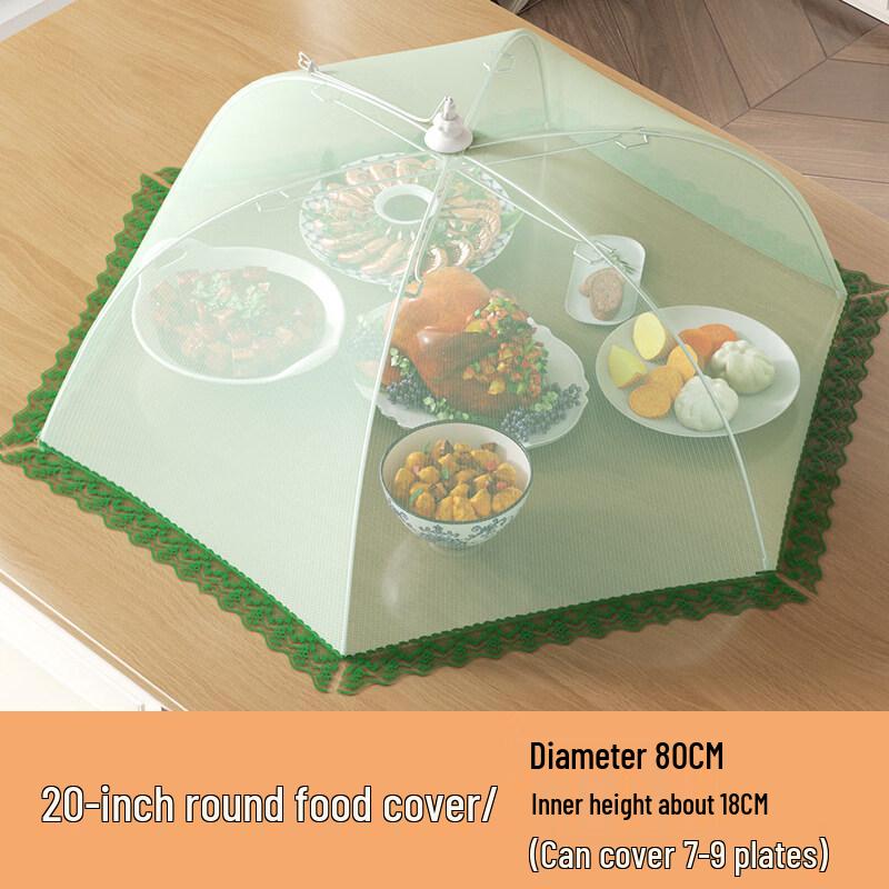 Foldable Mesh Food Covers - Green 20-inch Round (5-Pack)