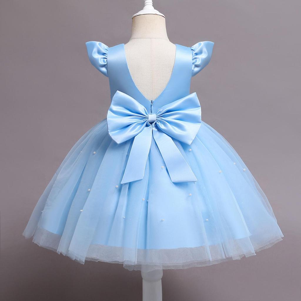 Toddler Girl Red Christmas Princess Dress Cute Baby Girl Birthday Party Tutu Gown Newborn Backless Bow Beading Costume