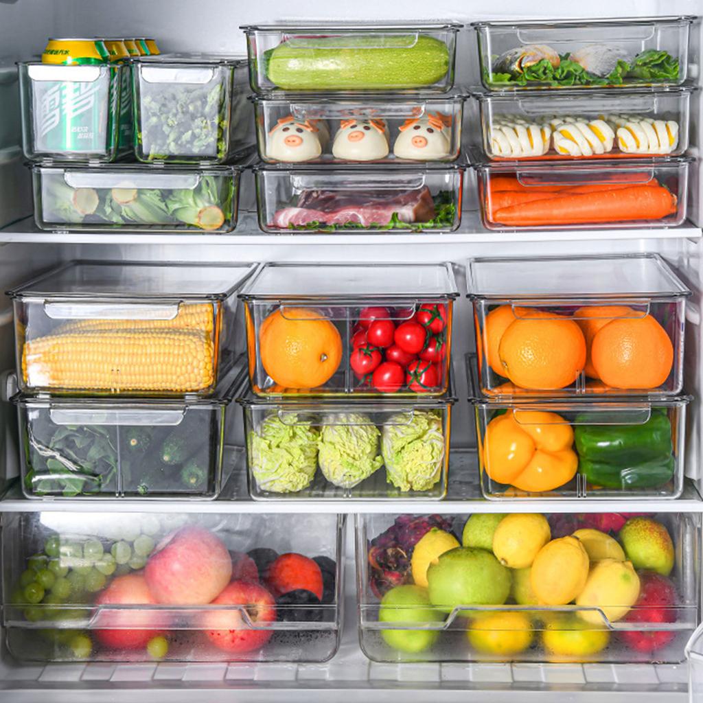 Modular Food Storage Container Transparent PET Refrigerator Organiser Space Efficient Kitchen Cabinet Organiser