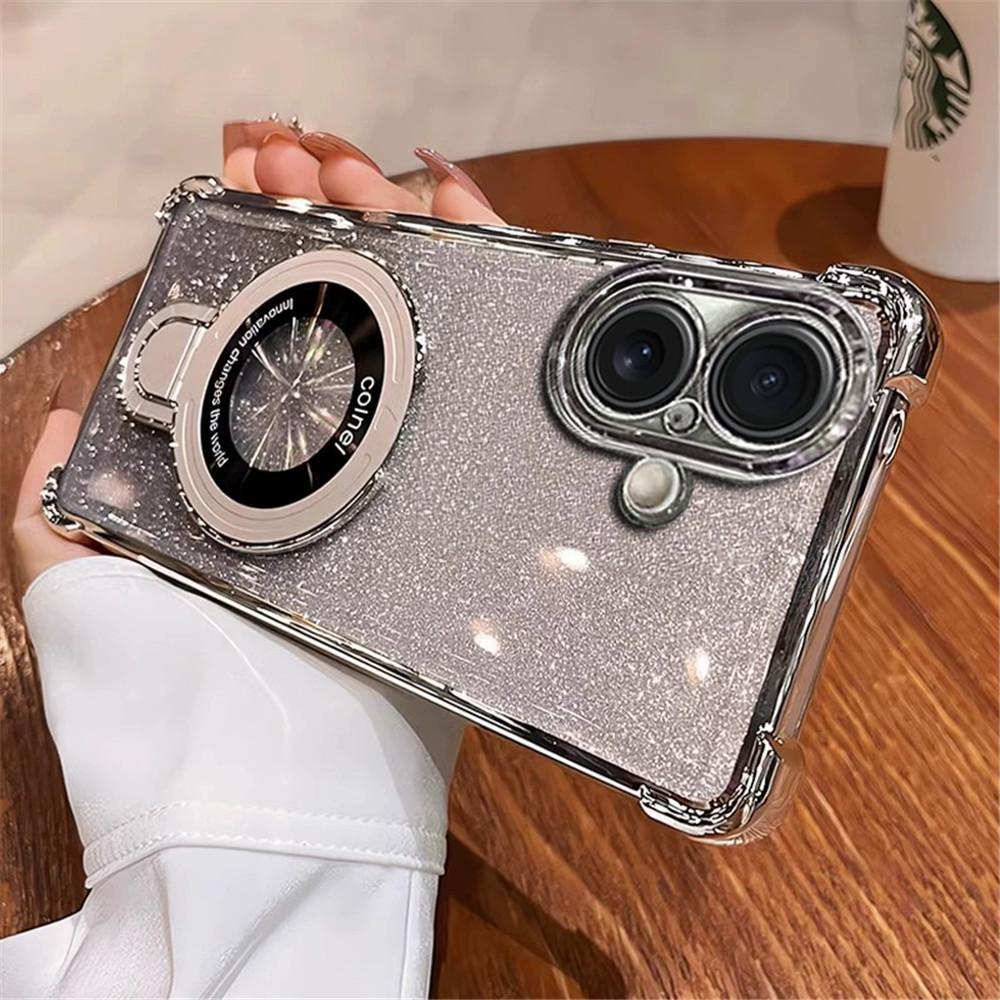 Plating Shockproof Gradient Glitter Case For Huawei Pura 70 P60 P50 P40 P30 Lite Pro Mate 70 60 50 Magnetic Holder Stand Cover