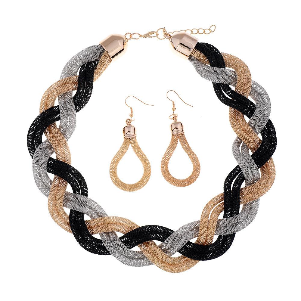 Style Necklace European And Earrings Jewelry Set With Geometric Design For Women