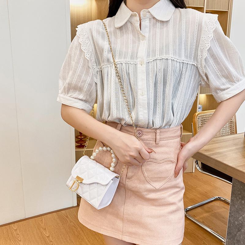 Cross-Border Women's Bag New Trendy Fashion Quilted Embossed Chain Mini Jelly Small Square Bag Versatile Pearl Handbag