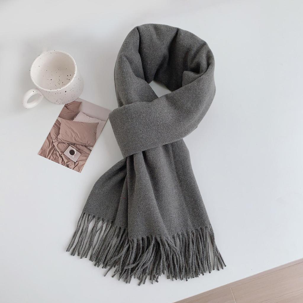 Luxuriöser Imitationskaschmir-Quasten-Schal in Uni-Rot für Damen - Koreanischer Stil, Winter-Vielseitig, Elegant