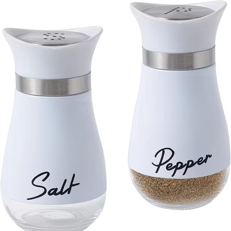 

2Pcs Salt and Pepper Shaker Set Glass Spice Bottles with Stainless Steel Lid Refillable Seasoning Containers for Kitchen Dining BBQ срібний