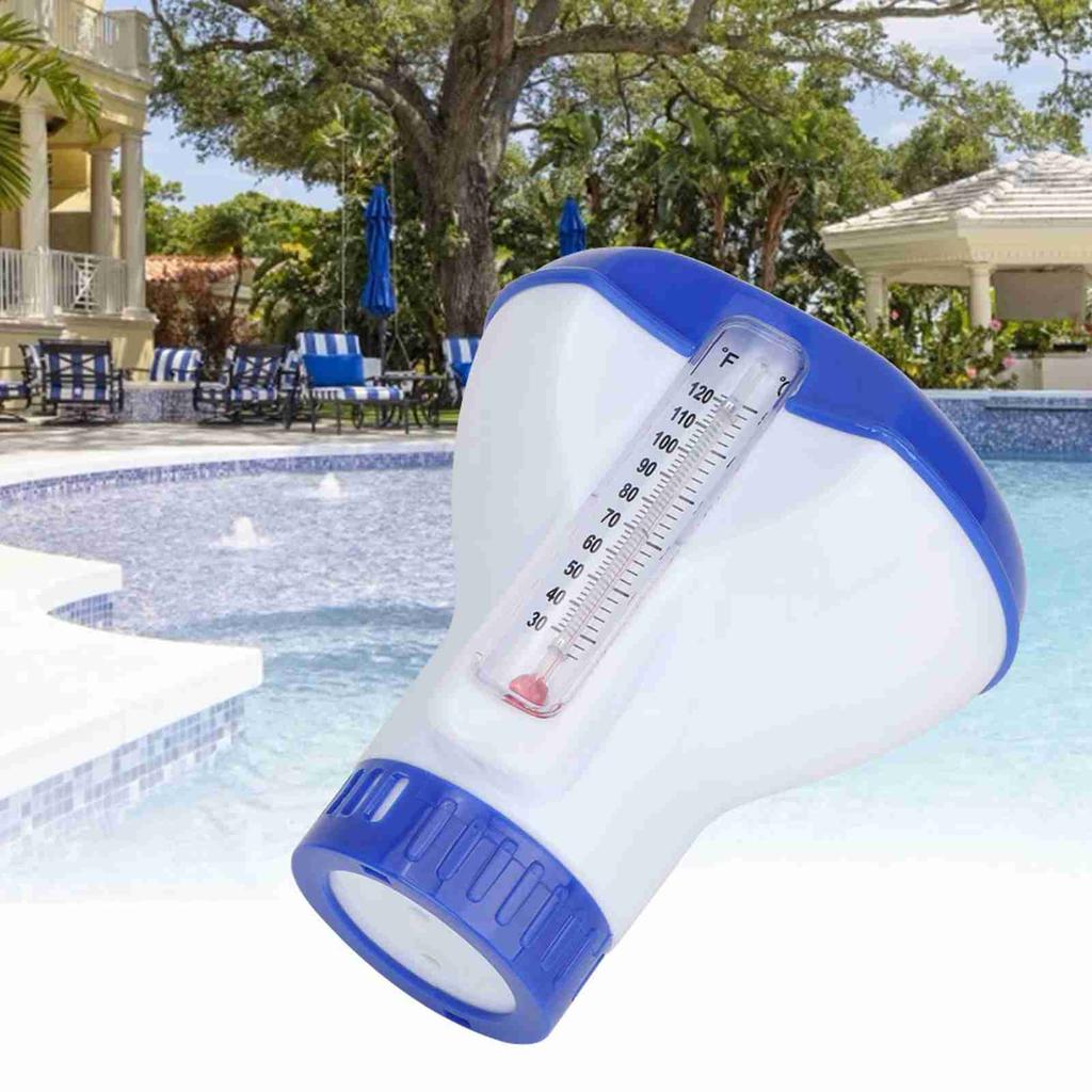 Floating  Dispenser Pool Floating Tablet Dispenser  Tablet Holder for Swimming Pools with Builtin Thermometer   Lock Lid