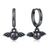 Sparkling Pearl Heart Hoop Earrings 925 Silver Bat Ghost Halloween Earrings Luxury Women Fine Jewelry Gift