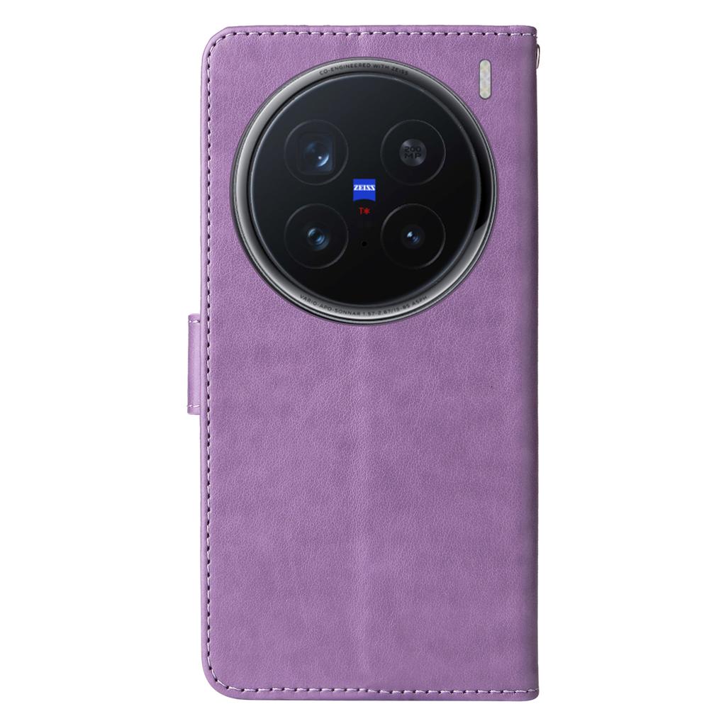 For Vivo X200 Pro 5G Leather Case Butterfly Floral Imprint Wallet Stand Cover
