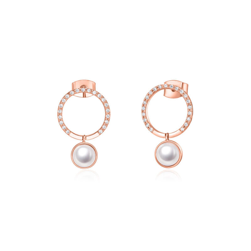 

14K Gold Pin Sherry Pearl Earrings rose gold