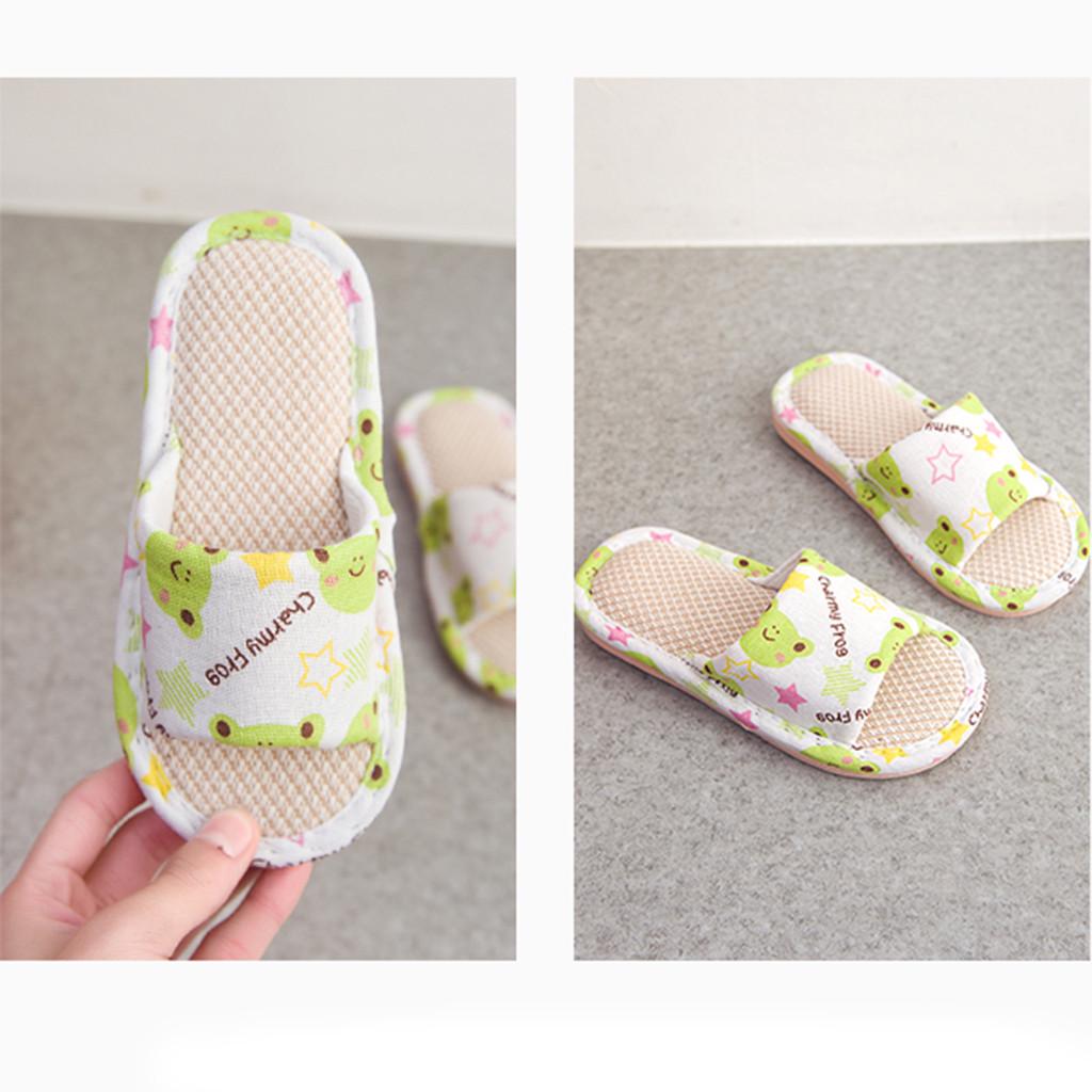 Toddler Infant Kids Girls Boys Unisex Cartoon Linen Slippers Breathable Shoes