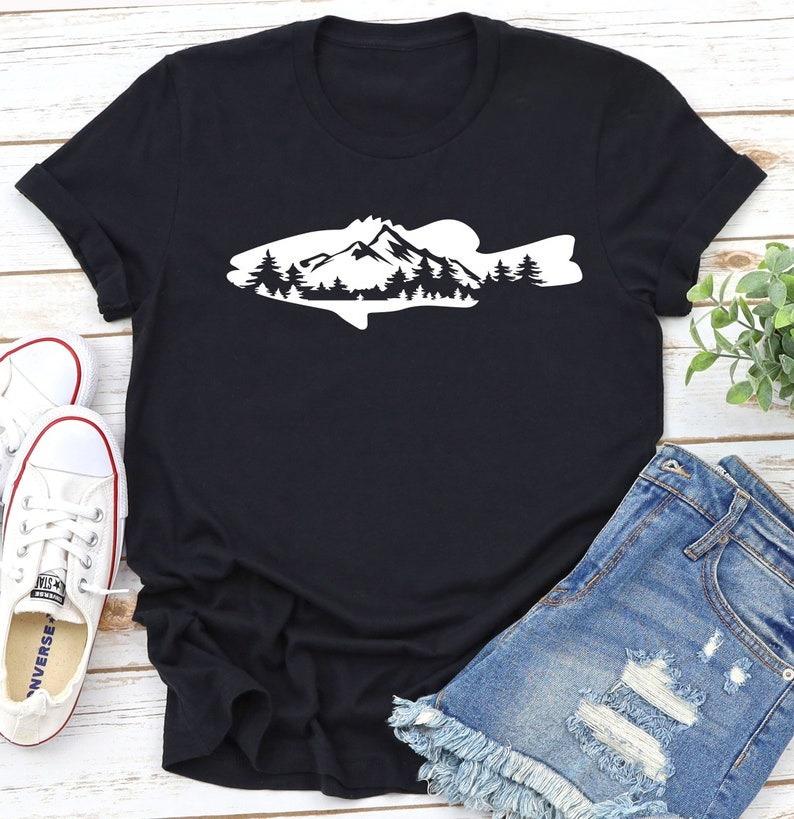 

Fishing Gift Dad Fish and Forest Daddy Fish TShirt Fisherman Gift for Men Father Funny Fishing Summer Cheap Man Clothes 5XL різнокольоровий