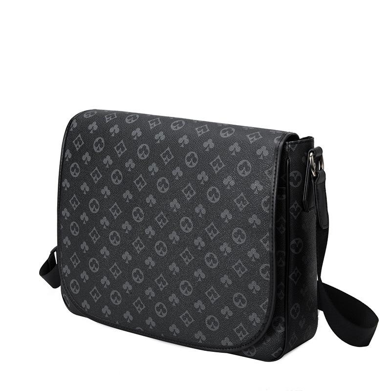 New men's bag playing card printing small square bag men's commuting flip briefcase single shoulder messenger bag tide