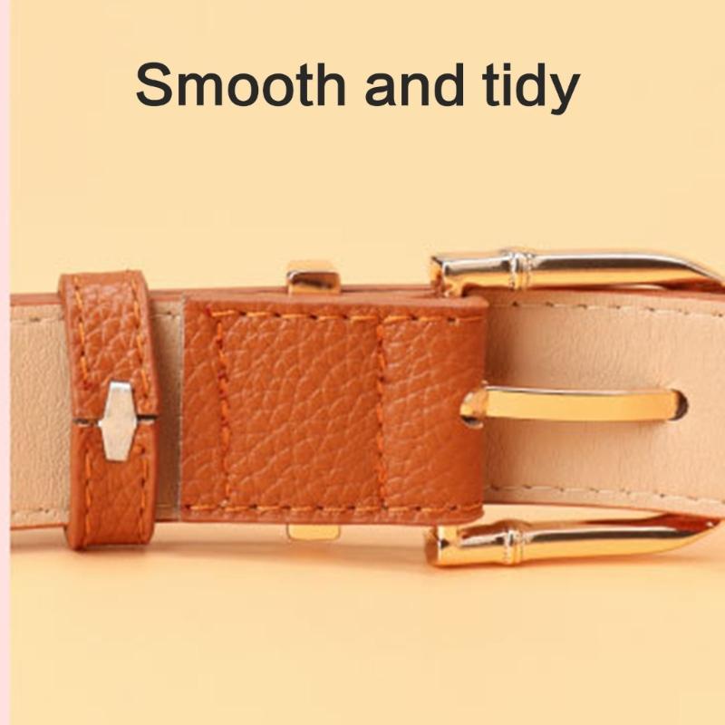 Women's Fashion Belt Bamboo Clasp Design Sash Adjustable Faux Leather Waist Strap for Casual and Formal Outfits