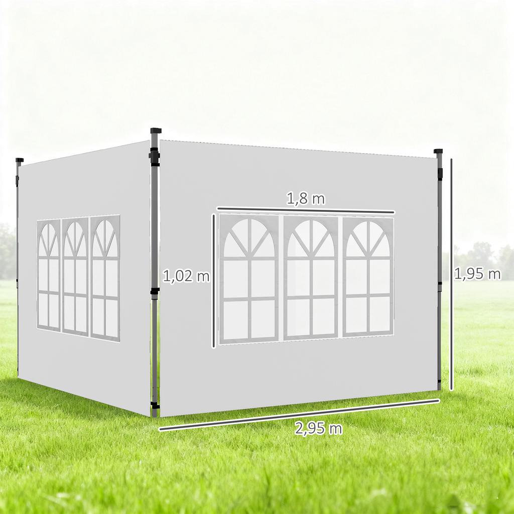 Gazebo Side Panels, Sides Replacement with Window for 3x3(m) or 3x4m Pop Up Gazebo, 2 Pack, White