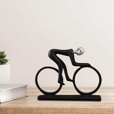 Black Cycling Sculpture Resin Bike Rider Statue for Bicycle Sport Enthusiasts Riding Man Desktop Ornaments for Home Office Table Shelf TV Cabinet