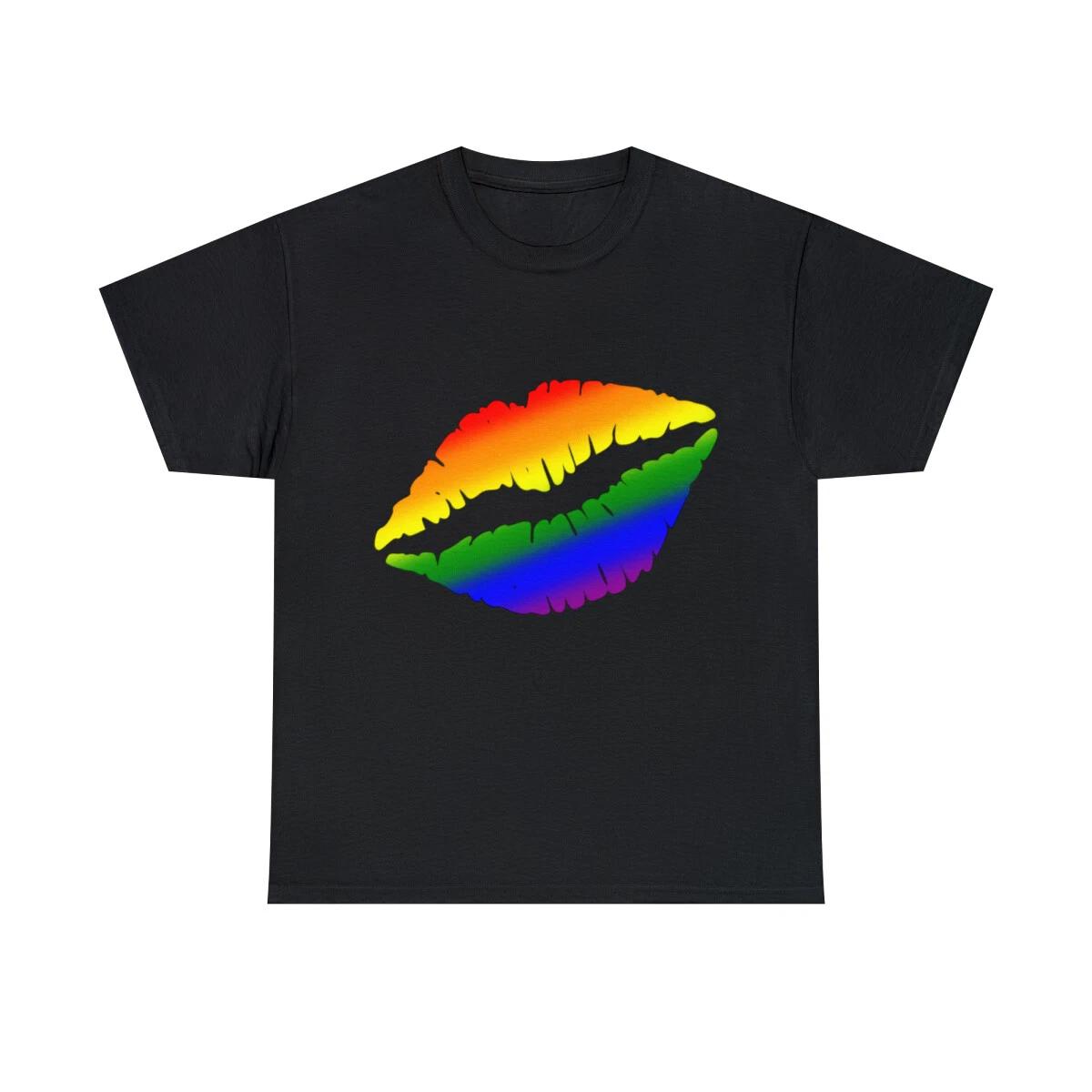 Rainbow Kissy Lips Graphic Tee Shirt, S-5XL M