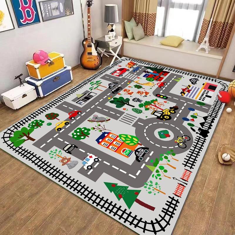 City Track Toy Pattern Carpet NonSlip Protective Mat For Kids' Room Suitable For Kids To Play And Frolic Toy Storage Mat