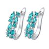 Elegant Light Blue Rectangular Diamond Korean Earrings