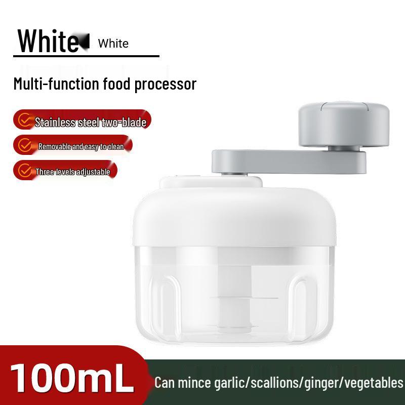 Manual Pull-Crank Garlic Press & Mincer: Compact Handheld Grinder & Chopper