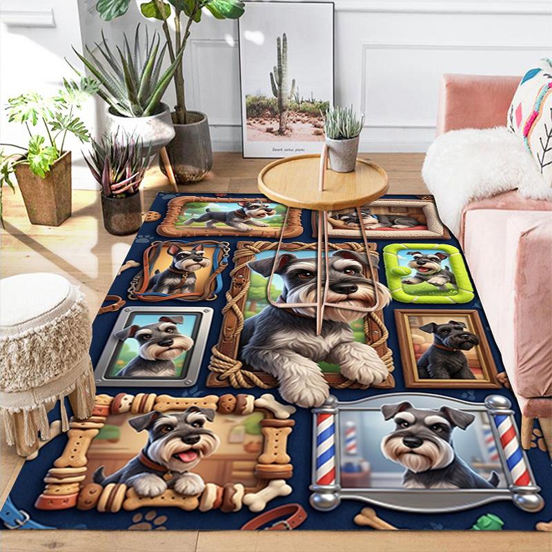 Schnauzer Frames Collage Pattern Rug Floor Mat for Living Room or Bedroom Soft and Comfortable Carpet a Gift for Birthday and Holiday.