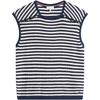 Cotton Elegant Casual Striped Gold Button Stylish Square Neck Knit Vest Women Tops WW0WW50124