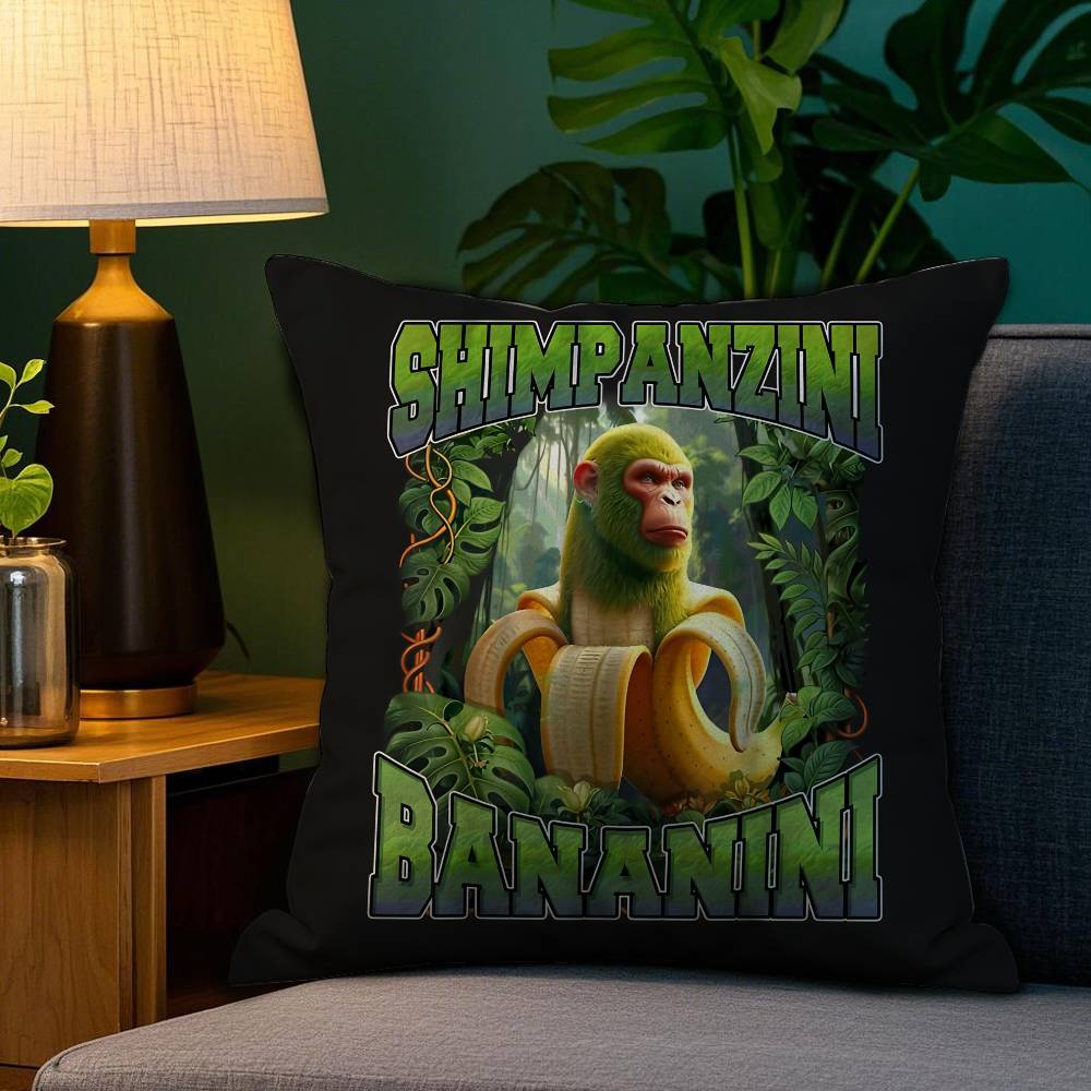 Italian Brain Rot Meme Tralalero Tralala Pillow Case Happy Atmosphere Short Plush Double-sided Printing Home Cushion Cover