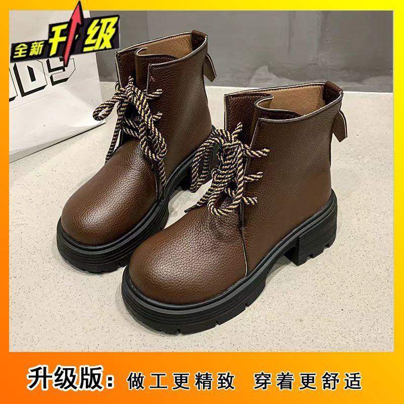 Thick-soled short boots women's Martin boots versatile with skirt low-top boots Academy style short boots women's 2025 spring and autumn new models