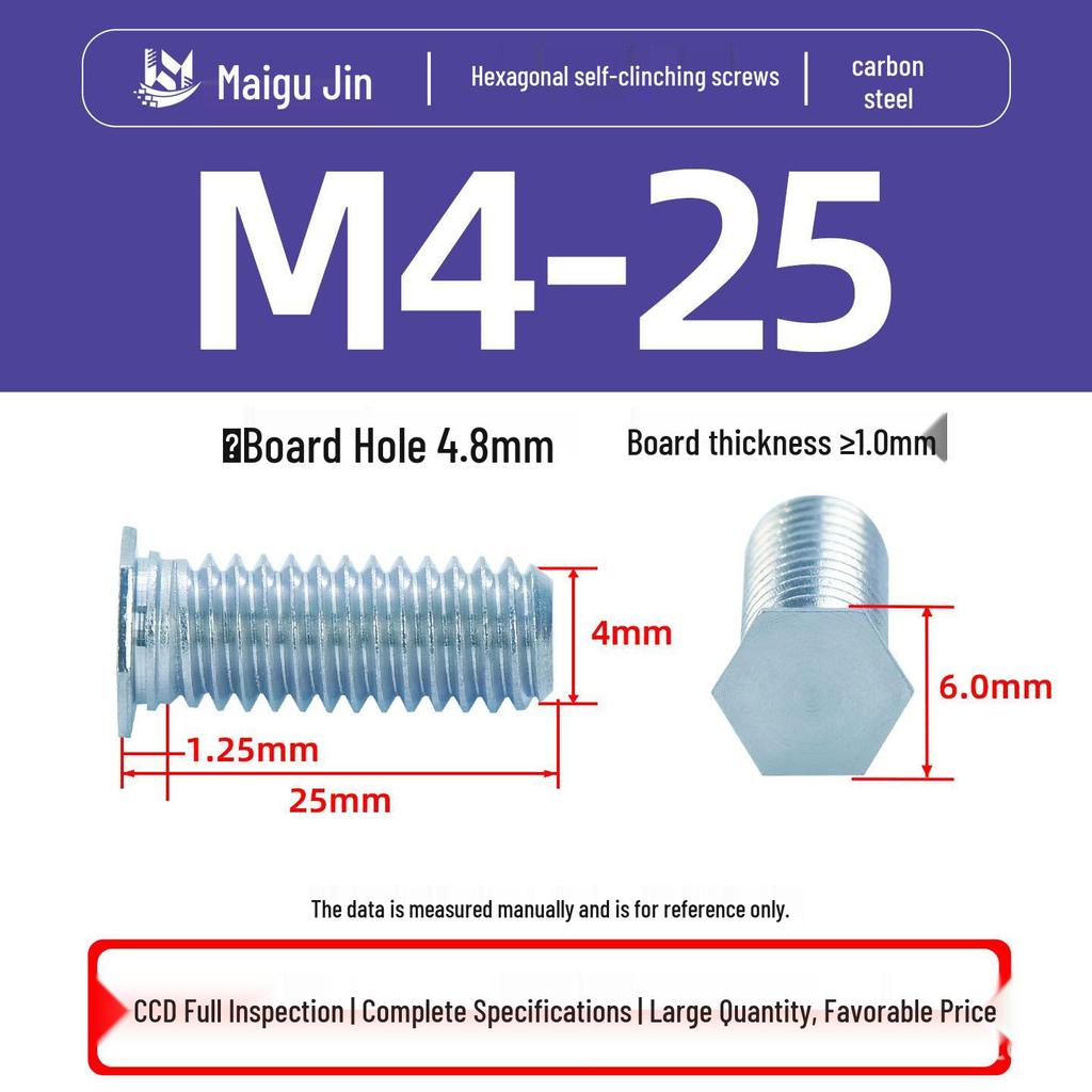 NFH Hex Rivet Nut: Galvanized Press Plate External Thread Screw, 8.8 Grade, M3-M8 Sizes.