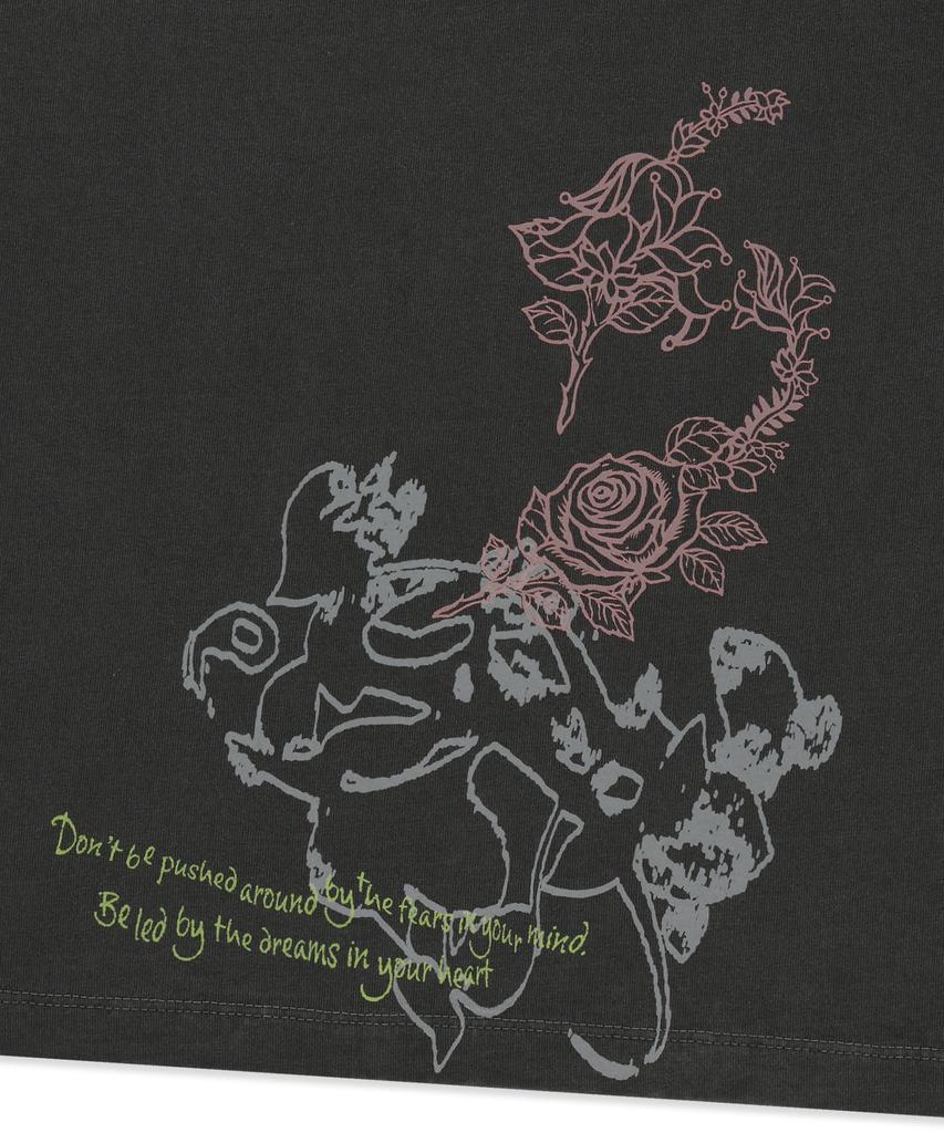 BROWNBREATH W Bb Heart Pigment Tee - Charcoal
