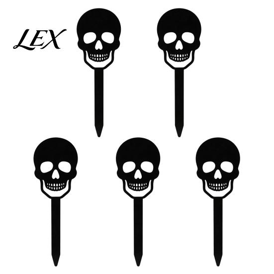 Black Matte Garden Stakes 5Pcs Halloween Planter Stakes, Acrylic Sign for Outdoor Yard Lawn Backyard, Decorative Plant Markers Ghost House Cat