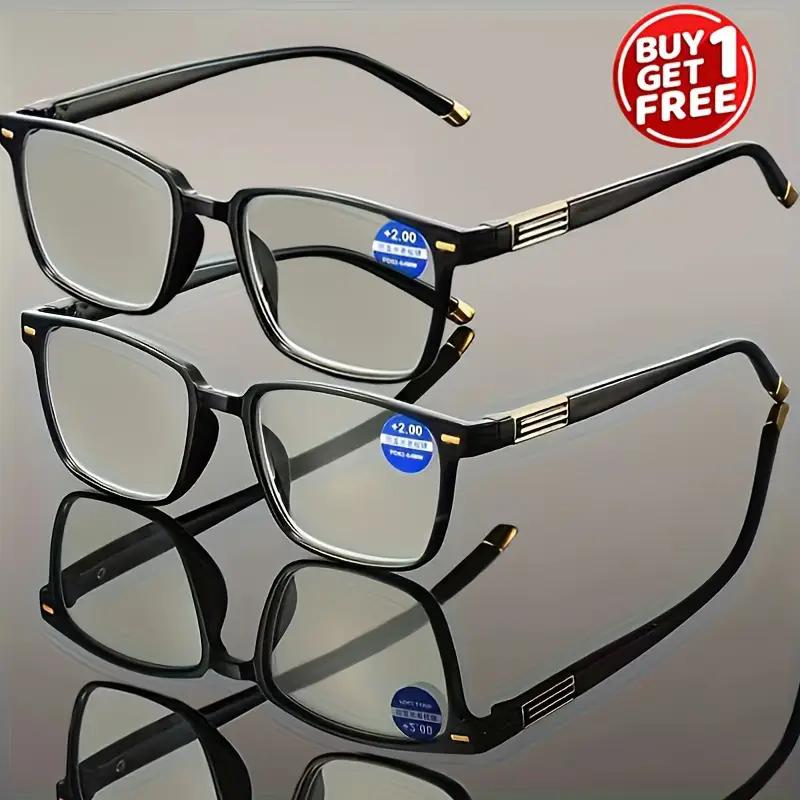 2pcs Classic Square Blue Light Blocking Reading Glasses Comfortable And Stylish Presbyopic Glasses for Both Men And Women