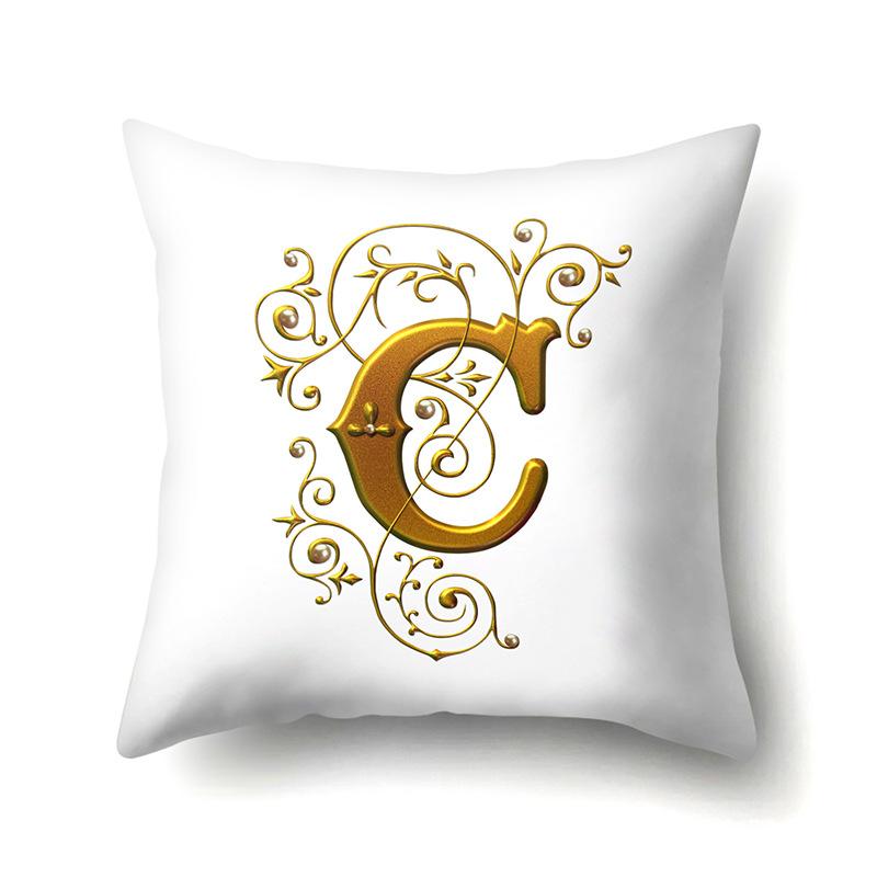 Polyester Pillow Case Car Decoration Home 26 English Letters Printed Car Waist Cushion Pillow Case