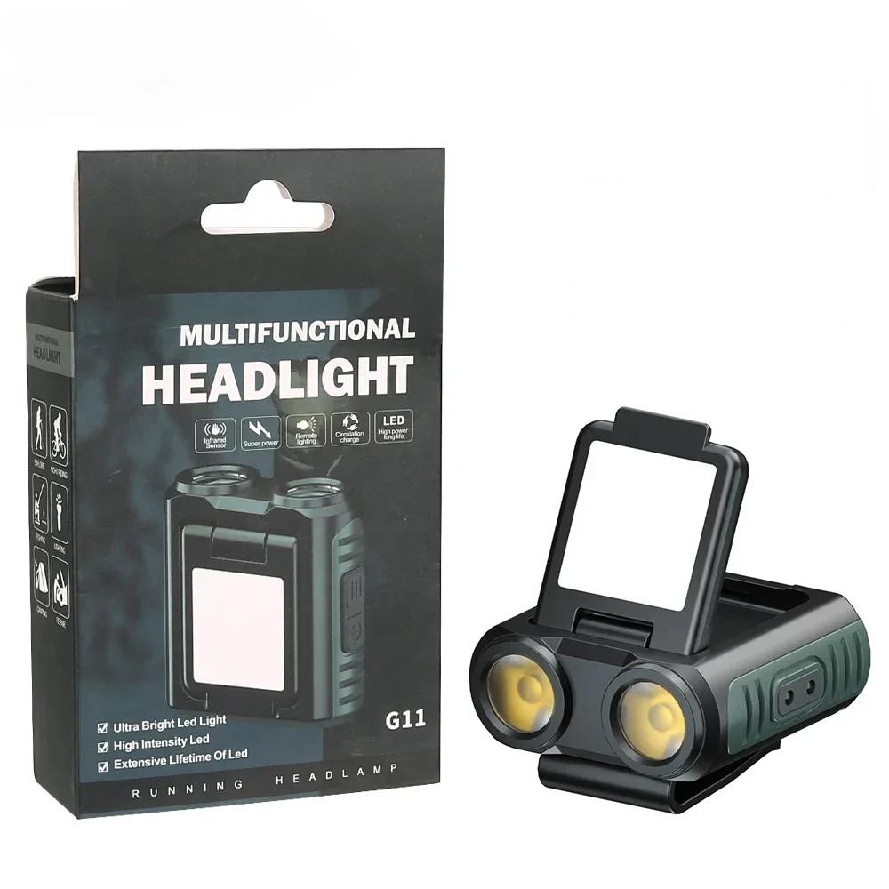 

Налобный фонарь Owl Type-C, перезаряжаемый налобный фонарь, портативный вращающийся фонарь для охоты, светодиодный фонарик, передний фонарь для велосипеда, для рыбалки зелёный