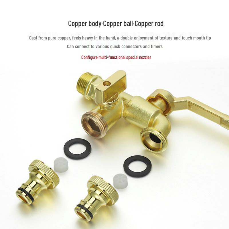 Retro Brass Dual-Outlet High Flow Anti-Freeze Crack-Resistant All-Copper Washing Machine Faucet