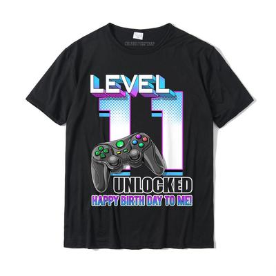 Boys Level 11 Unlocked Funny Video Gamer 11th Birthday Gift T-Shirt T Shirt Tops & Tees Oversized