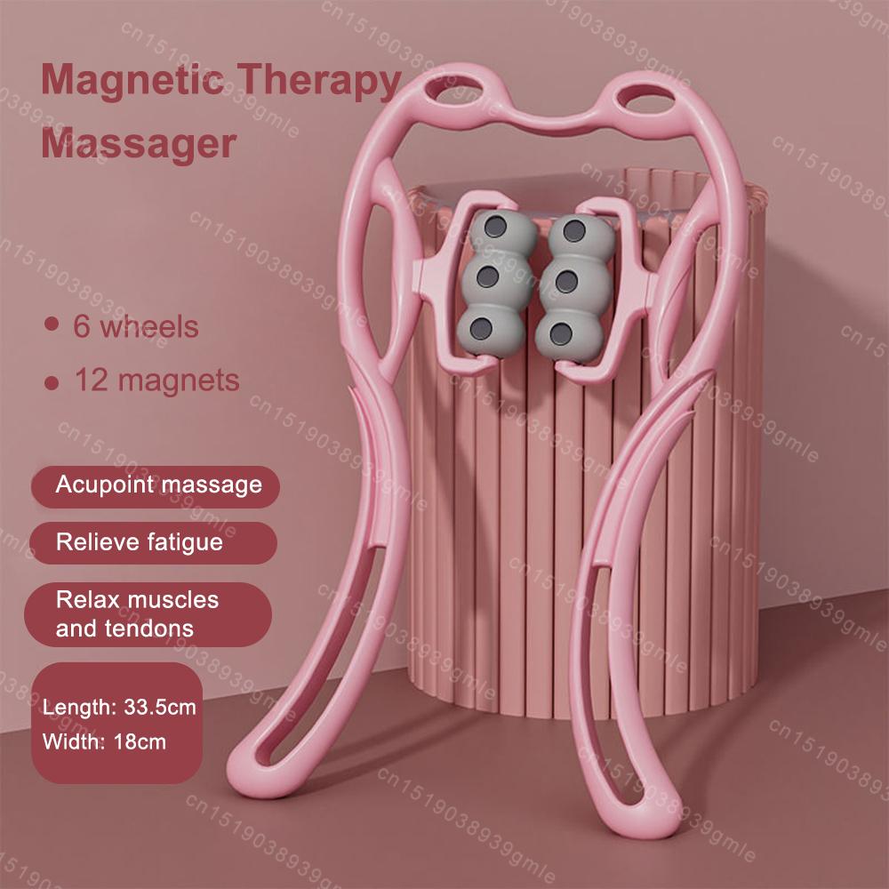12 Magnetic Cervical Massager Neck Booster Hand-Held Physiotherapy Massage Roller Relax Muscles and Tendons Lengthen Leg Lines