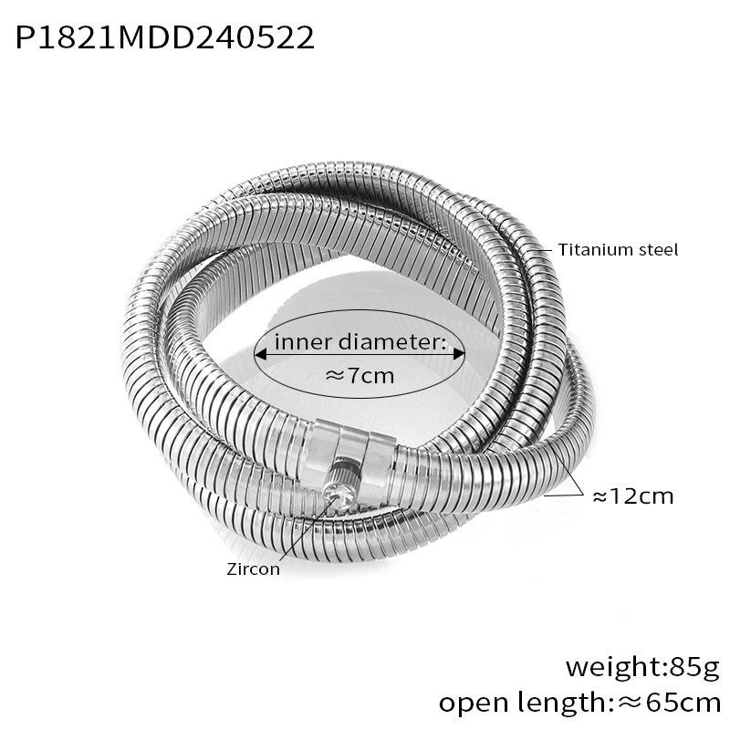 Titanium Steel Plated with 18K Gold, Personalized Exaggerated Zircon-inlaid Open Multi-ring Bracelet, Creative Necklace, Two Kinds of Wear