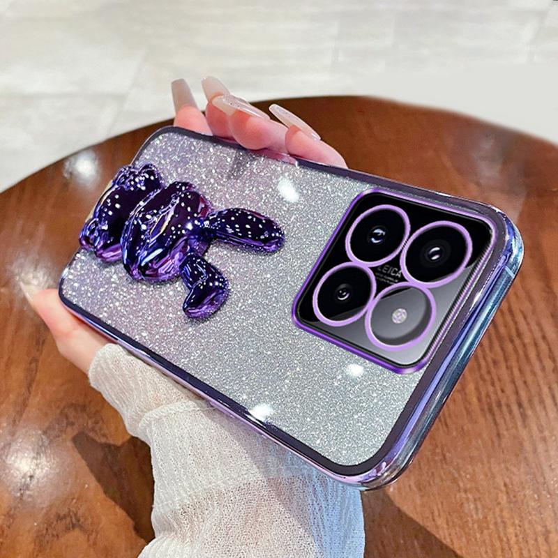 

Чехол-подставка для Xiaomi 14 Pro, чехол с милым кроликом, устойчивый к падениям, тонкий чехол для телефона Purple