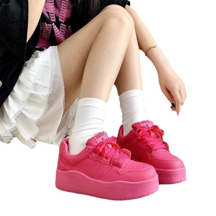 Yellow thick-soled heightening board shoes for women's 2025 new summer high-value foreign-style comfortable casual sports shoes for women