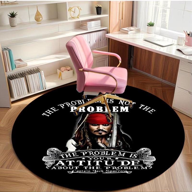 Captain Jack Sparrow Print Round Rug, Washable Floor Carpet, For Entryway Dorm Laundry Room Office Study, Home Decor Birthday Christmas Gift