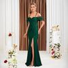Off-Shoulder Spaghetti Strap Fishtail Evening Dress with Slit - New Slim Fit Gown for Annual Meeting or Special Events 2025