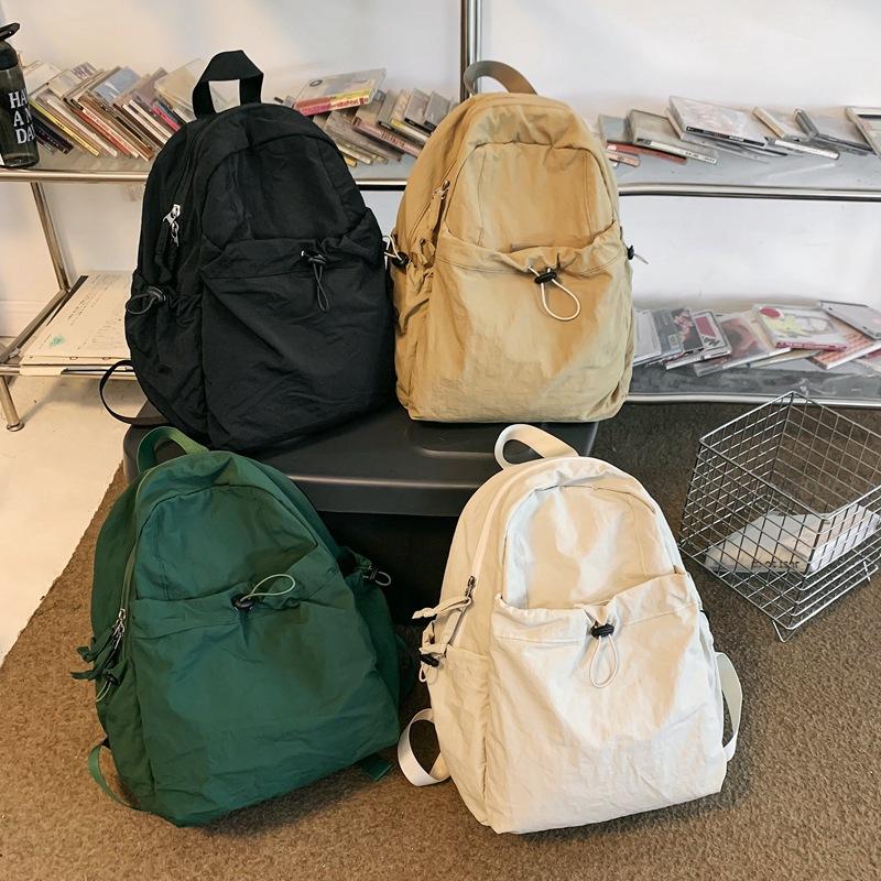 Schoolbag: Japanese retro backpack, large capacity for junior high students, girls, versatile solid color travel backpack, men's college student
